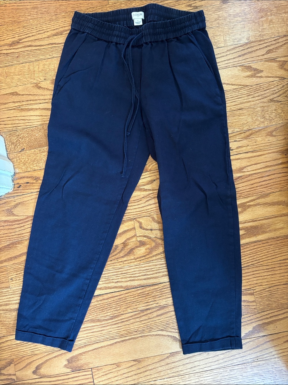 J crew Navy linen Drawstring Tapered Jogger Pants